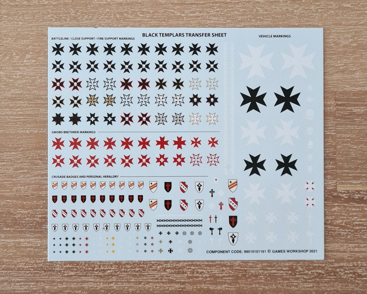 Black Templars Transfer Sheet