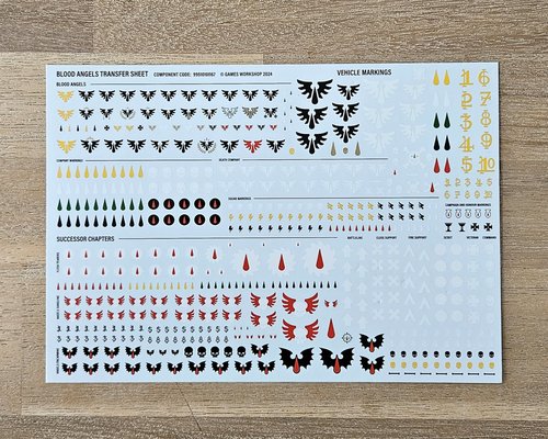 Blood Angels Transfer sheet
