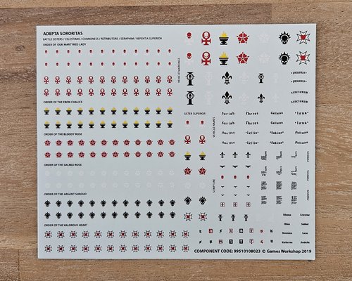 Adepta Sororitas Transfer Sheet