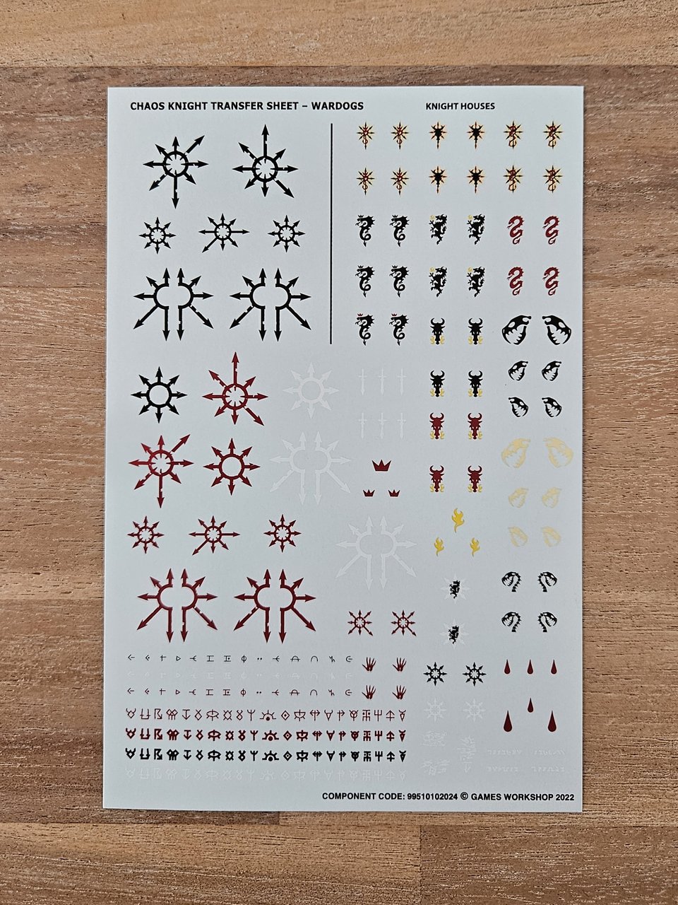 Chaos Knights War Dog Transfer Sheet