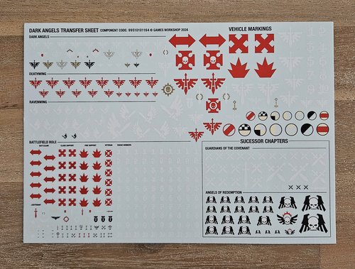 Dark Angels Transfers Sheet