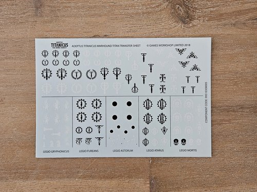 Warhound Scout Titans transfer sheet