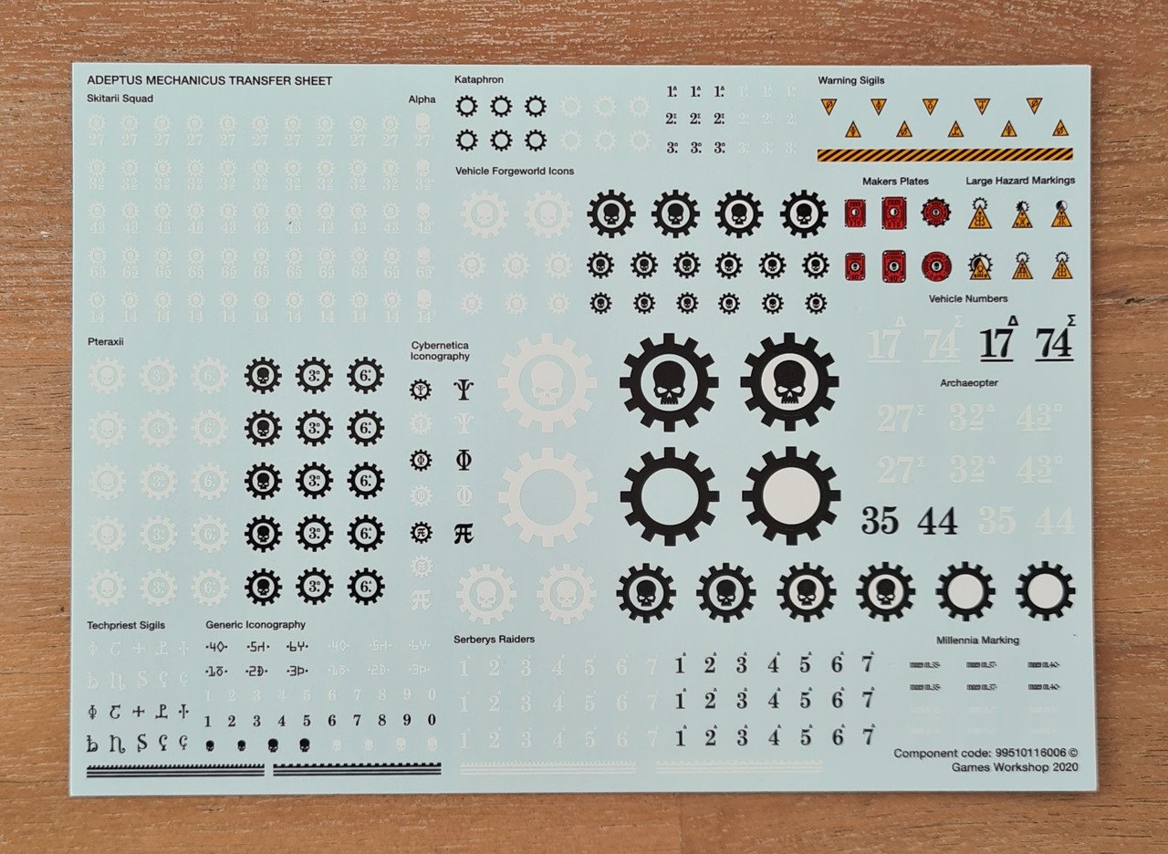 Adeptus Mechanicus Transfer Sheet