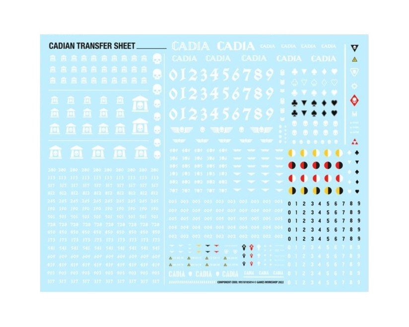 Astra Militarum Cadian Transfer Sheets