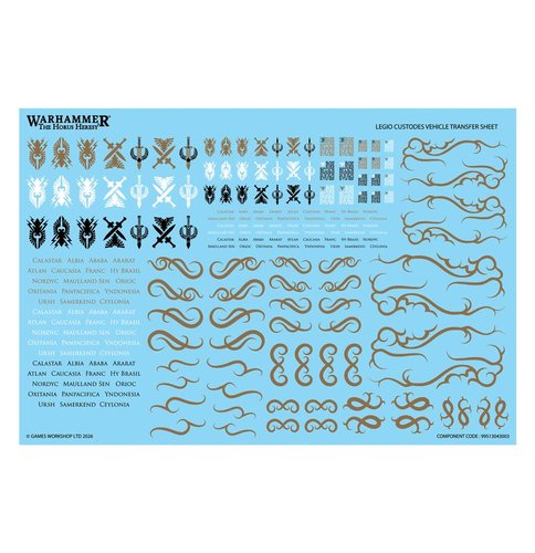 Legio Custodes Vehicle Transfer Sheet - Brand New