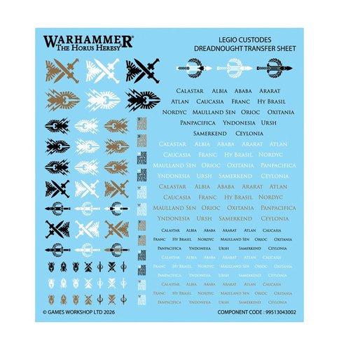 Legio Custodes Dreadnought Transfer Sheet - Brand New