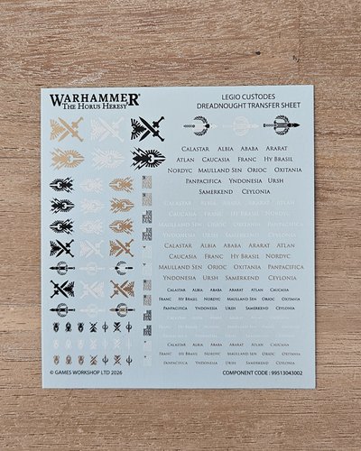 Legio Custodes Dreadnought Transfer Sheet - Brand New
